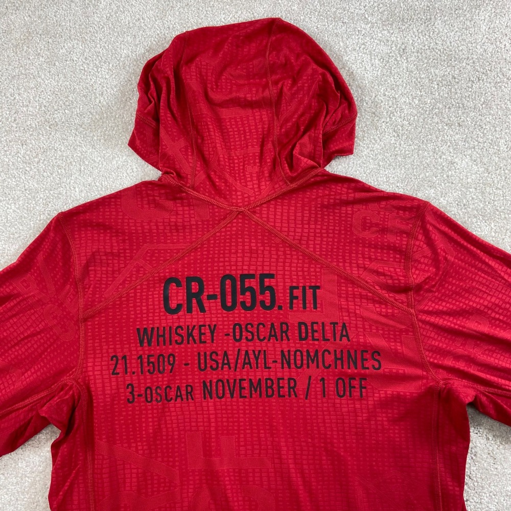 Reebok CrossFit Hoodie Mens Small Red CR-055.FIT Graphic Performance Pullover